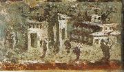 unknow artist Wall painting of houses at noon from Pompeii oil painting reproduction